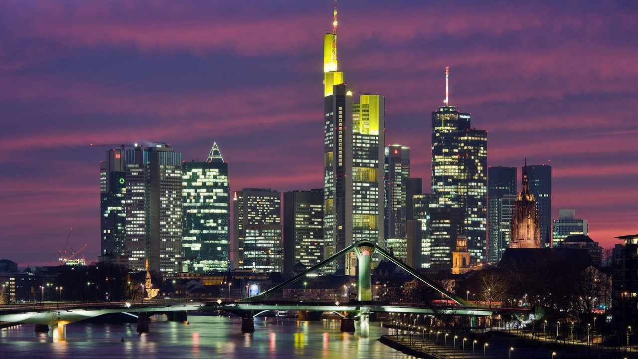 Frankfurt’s skyline — Germany is the largest single destination in this guide’s job-seeking routes