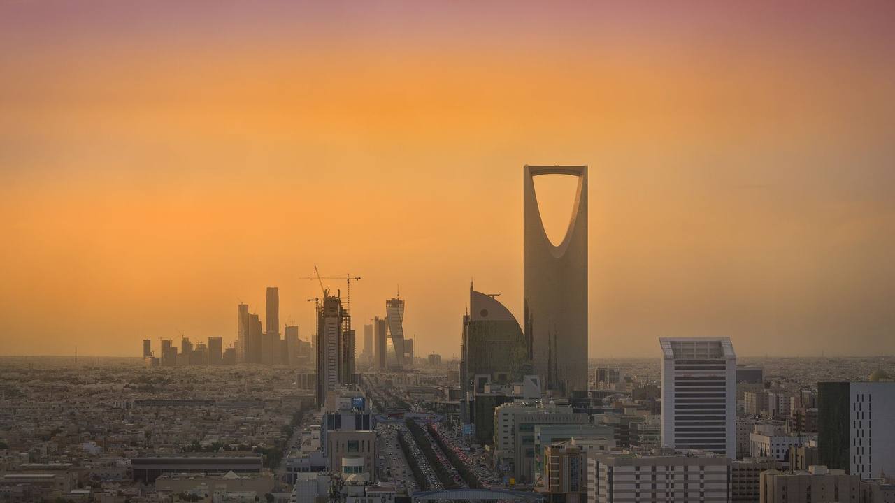 Riyadh skyline with the Kingdom Centre tower, Saudi Arabia